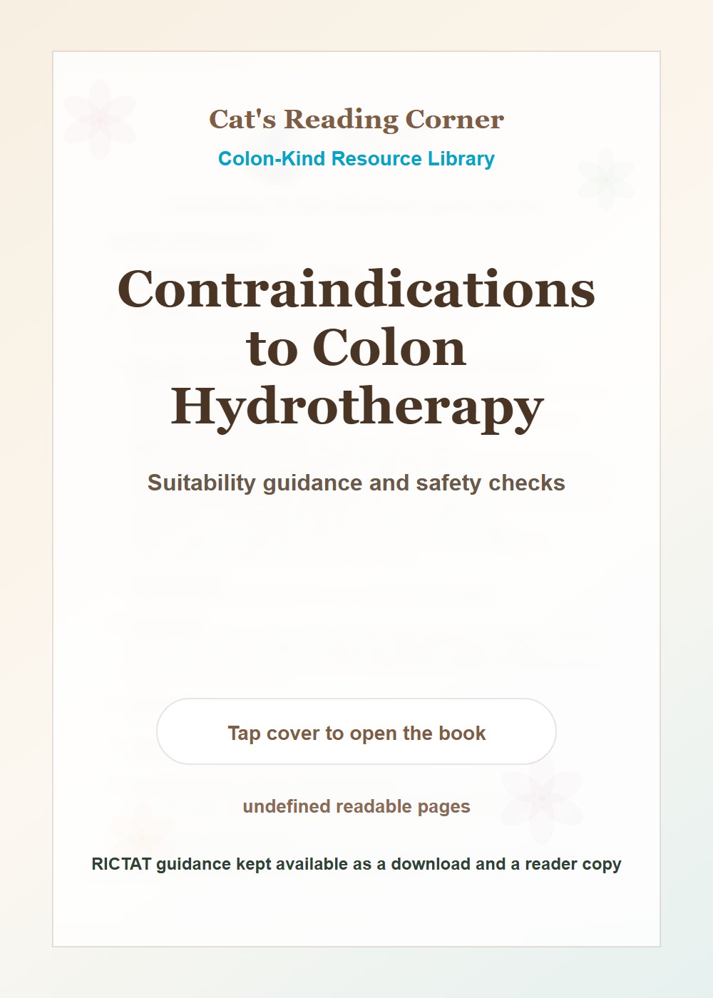 Contraindications to Colon Hydrotherapy cover